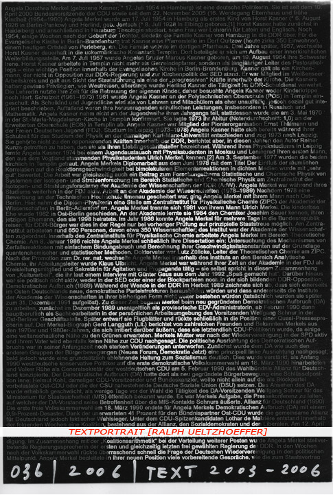 Angela Merkel Textportrait Textportrait "Angela Merkel" by Ralph Ueltzhoeffer