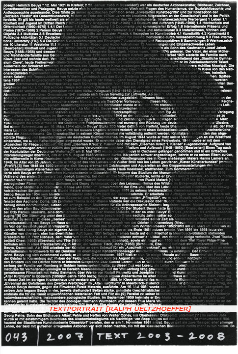 Joseph Beuys Textportrait Textportrait "Joseph Beuys" by Ralph Ueltzhoeffer