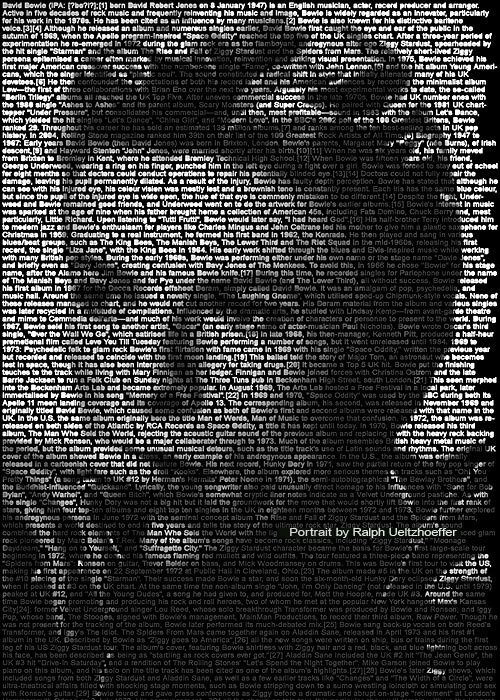 David Bowie, Text Portrait, Ralph Ueltzhoeffer (*1947)