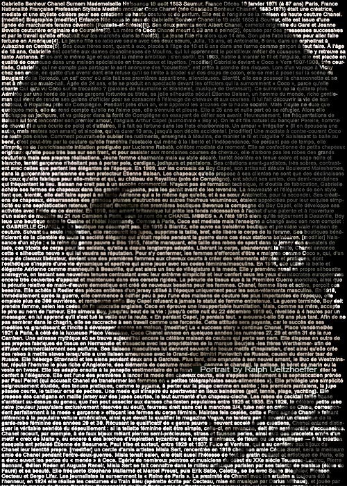 Coco Chanel, Text Portrait, Ralph Ueltzhoeffer (*1883)