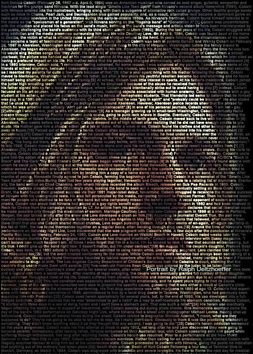 Kurt Cobain, Text Portrait, Ralph Ueltzhoeffer (*1967)