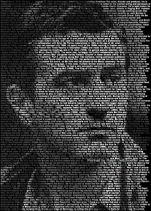Robert De Niro, Text Portrait, Ralph Ueltzhoeffer (*1943)