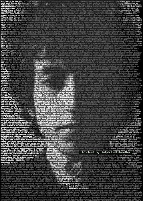 Bob Dylan, Text Portrait, Ralph Ueltzhoeffer (*1941)