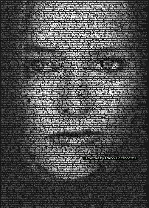 Jodie Foster, Text Portrait, Ralph Ueltzhoeffer (*1962)