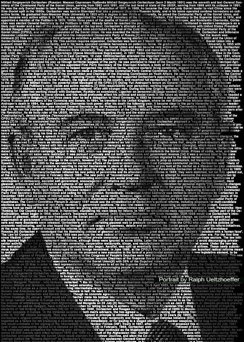 Mikhail Gorbachev, Text Portrait, Ralph Ueltzhoeffer (*1931)