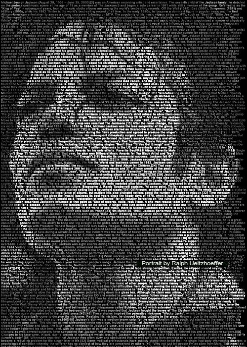 Michael Jackson, Text Portrait, Ralph Ueltzhoeffer (*1958)