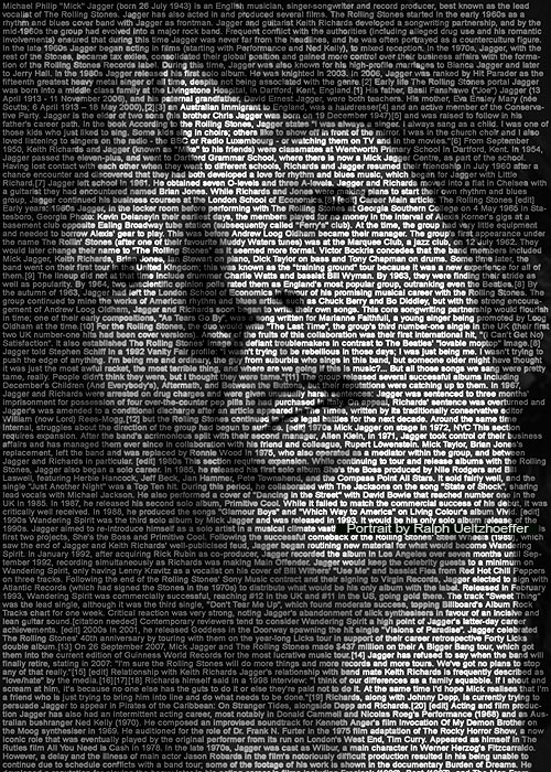 Mick Jagger, Text Portrait, Ralph Ueltzhoeffer (*1943)