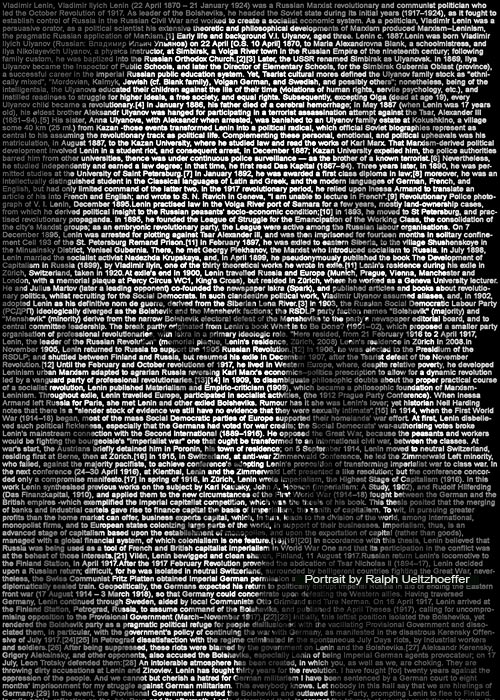 Vladimir Lenin, Text Portrait, Ralph Ueltzhoeffer (*1870)