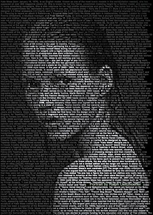 Kate Moss, Text Portrait, Ralph Ueltzhoeffer (*1974)