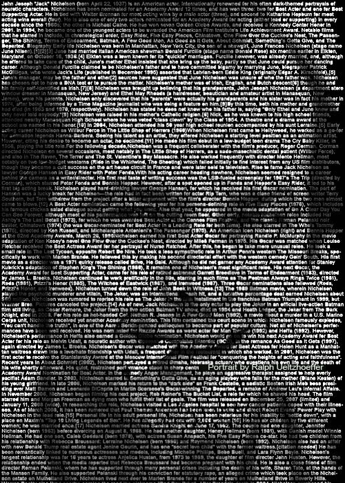 Jack Nicholson, Text Portrait, Ralph Ueltzhoeffer (*1937)