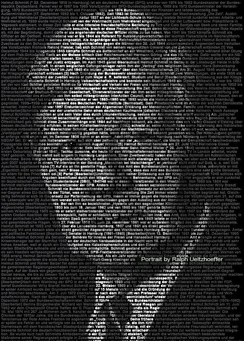 Helmut Schmidt, Text Portrait, Ralph Ueltzhoeffer (*1918)