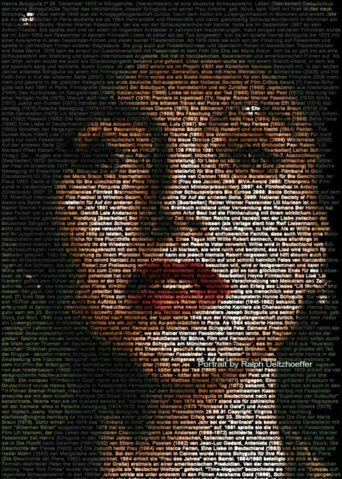 Hanna Schygulla, Text Portrait, Ralph Ueltzhoeffer (*1943)