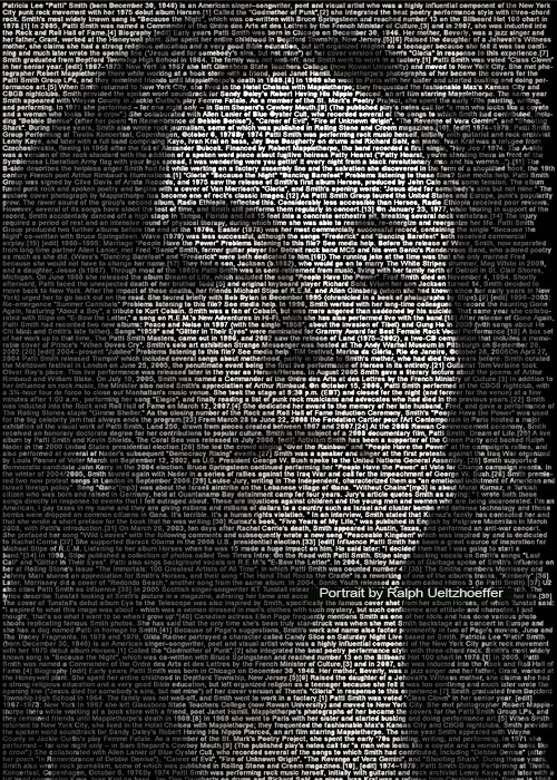 Patti Smith, Text Portrait, Ralph Ueltzhoeffer (*1946)