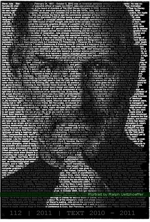 Steve Jobs, Text Portrait, Ralph Ueltzhoeffer (*1955-2011)