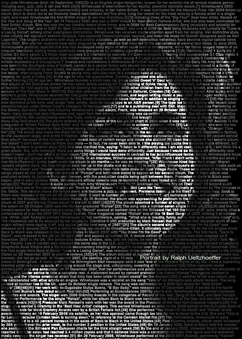 Amy Winehouse, Text Portrait, Ralph Ueltzhoeffer (*1983)
